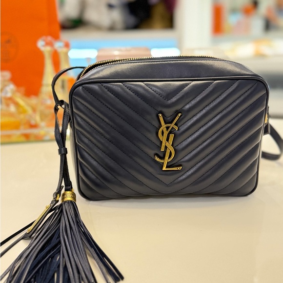 Yves Saint Laurent Handbags - Yves Saint Laurent calfskin Monogram Lou Camera Bag Navy Quilted Crossbody Bag